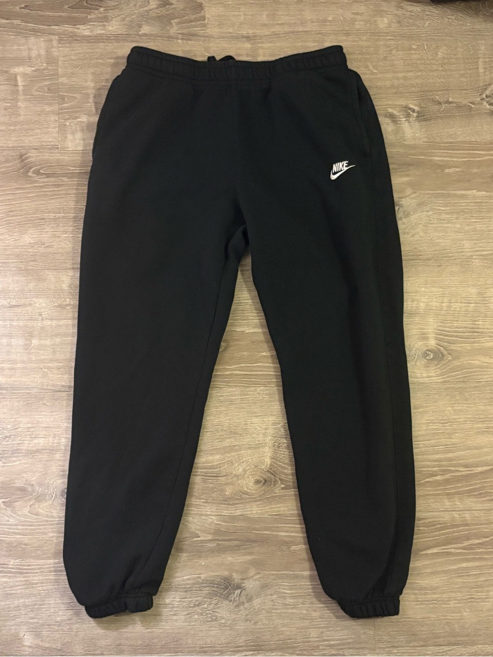 Nike Mens Black Jogger Sweatpants with White Swoosh